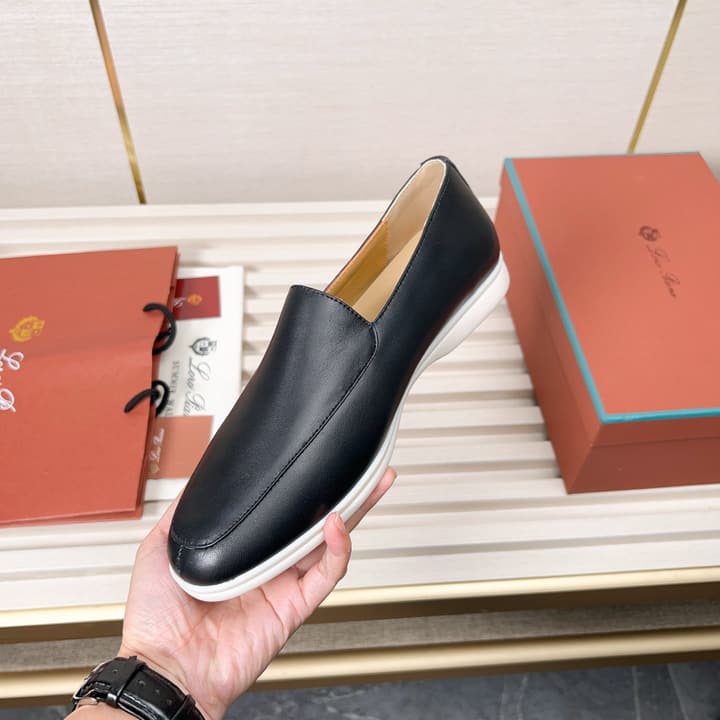 Loro Piana Classic Nappa Moccasins in Dark Blue Loafer Close-up