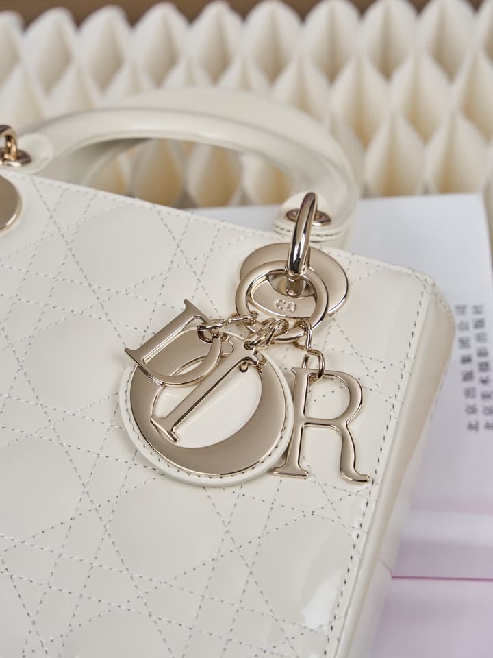 Dior Lady Dior Handbag in Black Patent Leather