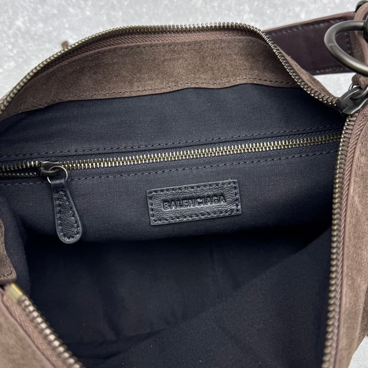 Balenciaga Le City Moto Suede Hobo Bag – 25FW in Dark Brown Suede