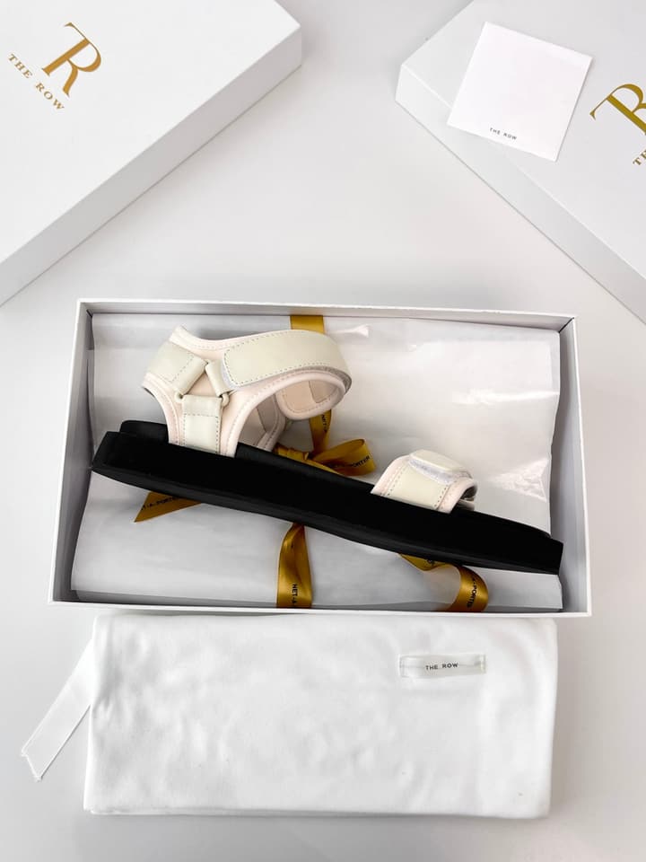 The Row Classic Velcro Beach Sandals in Black And Cream