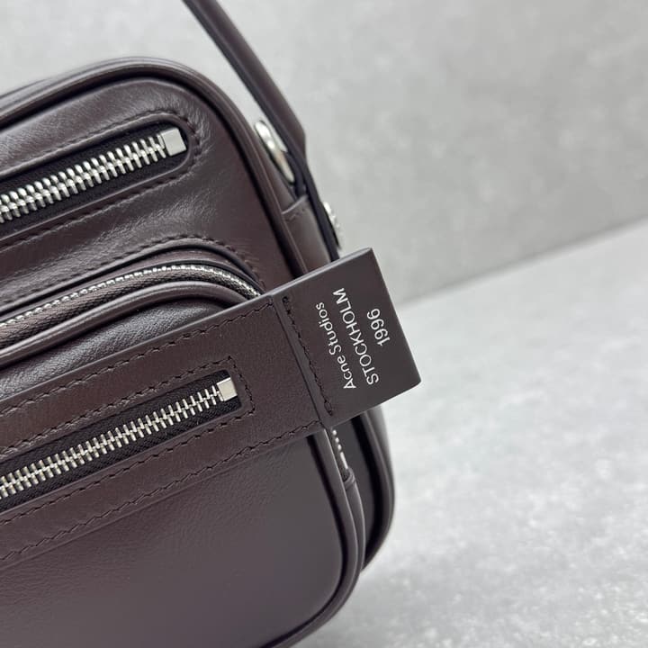 Acne Studios Retro Collapsed Camera Bag in Chocolate