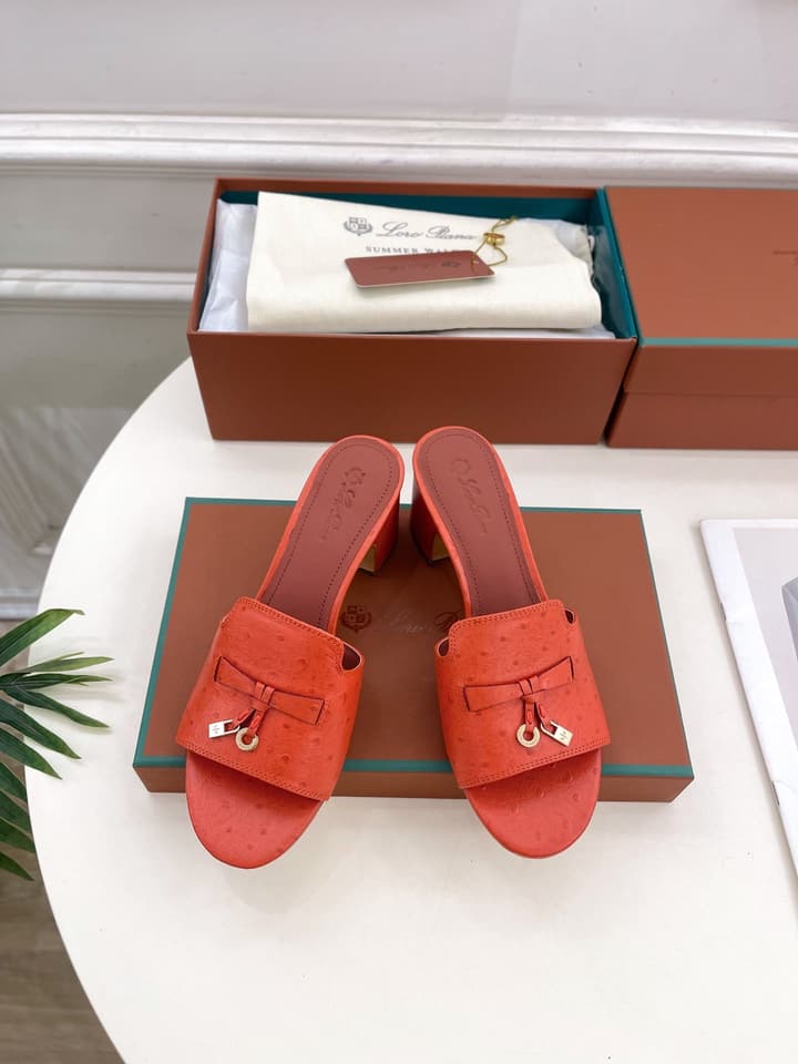 Loro Piana Summer Charms Ostrich Mules – 2025 Spring/Summer Collection in Black