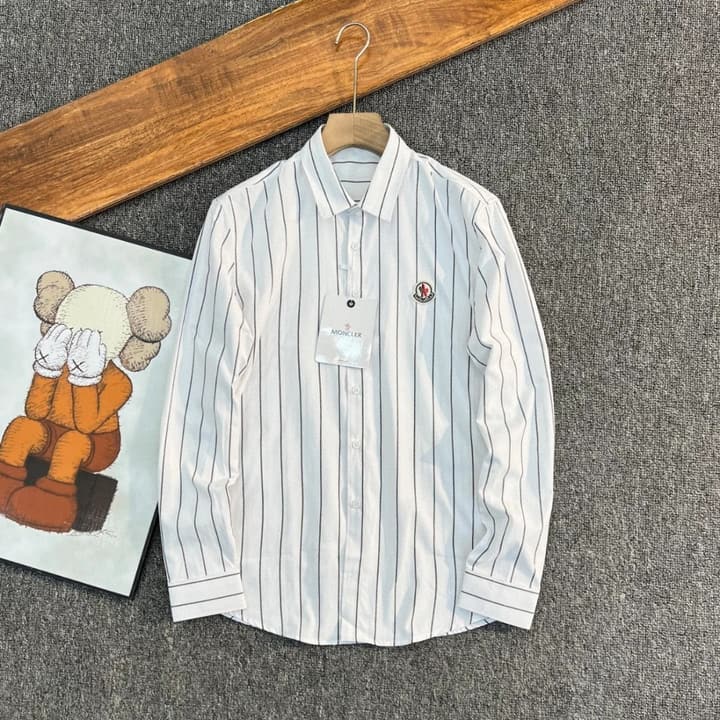 Moncler Striped Long Sleeve Shirt in Blue