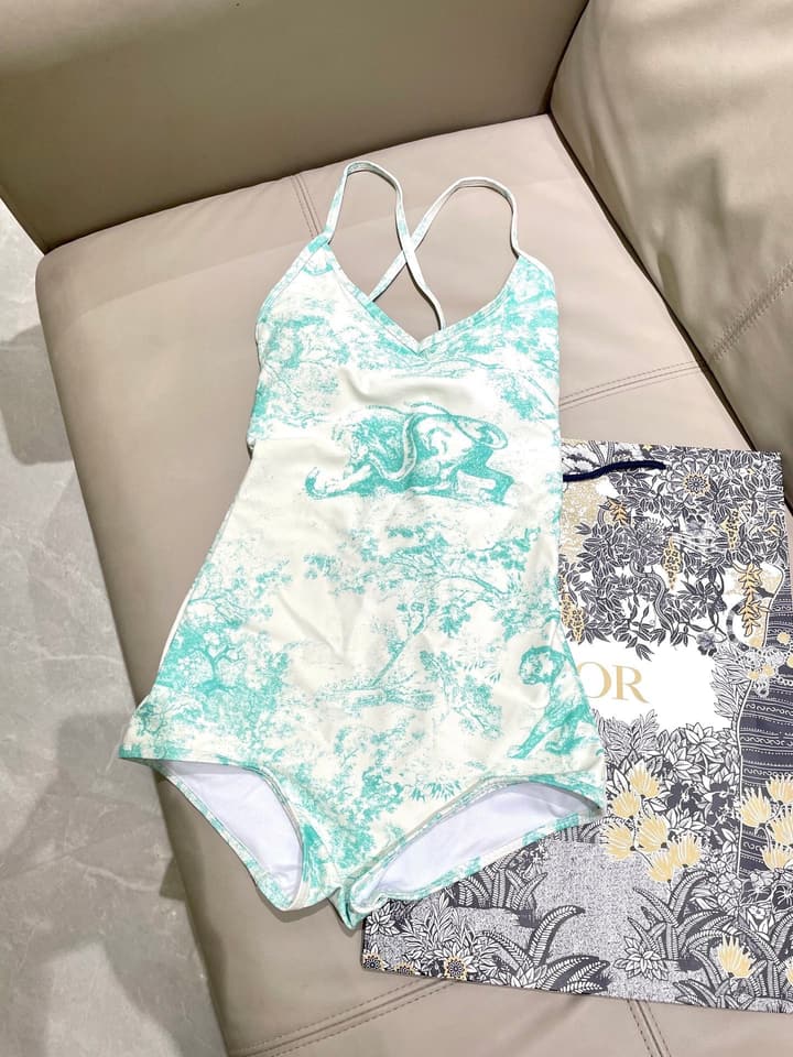 Dior Backless One-Piece Swimsuit in Light Blue Tie-dye Pattern