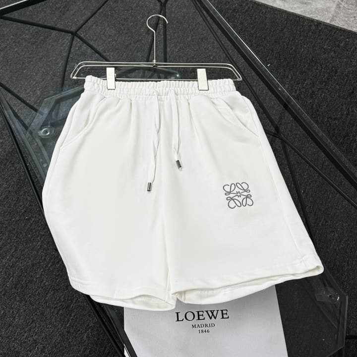 Loewe Classic Element Embroidered Shorts in Black With Blue Anagram Logo