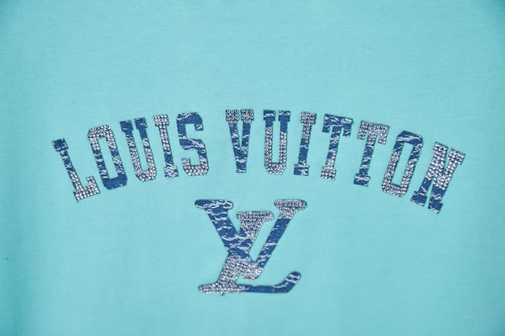 Louis Vuitton Denim Patchwork Rhinestone T-Shirt – 26SS Early Spring Collection in Black