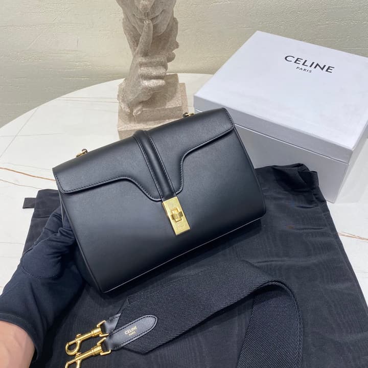 Celine Teen 16 Crossbody Bag in Black Leather