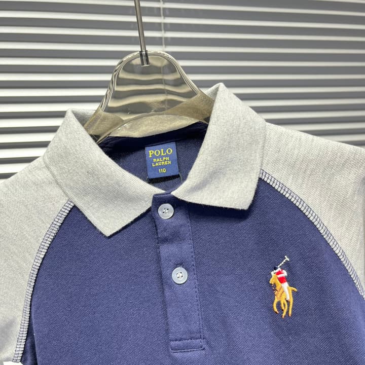 Ralph Lauren Color-block Long Sleeve Polo Shirt – Autumn Collection – Kids Collection in Lavender And Pink Color Block