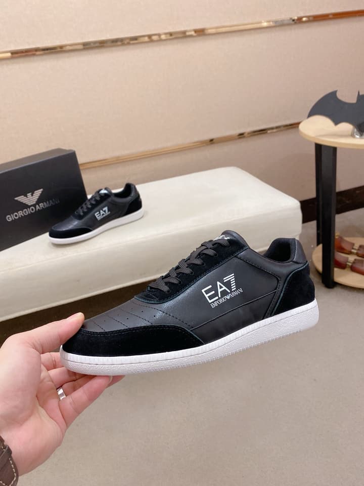 Armani Italian Leather Luxury Sneakers – New Collection in Bright Red