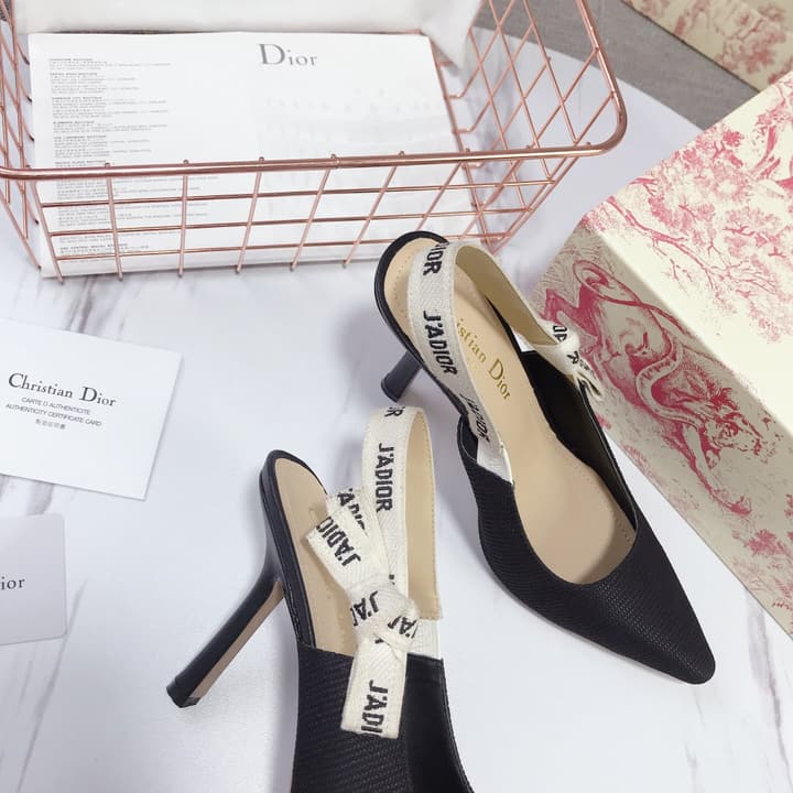 Dior Patent Leather Bow Heeled Sandals in Black High Heel Slingback