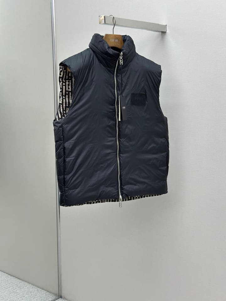 Fendi Reversible Down Puffer Vest – Stefano Pilati Series in Ff Stripes Pattern