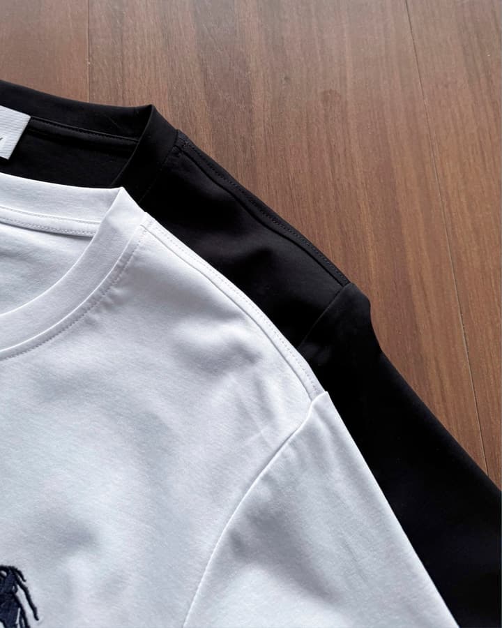 Burberry Embroidered Mercerized Cotton T-Shirt in Black