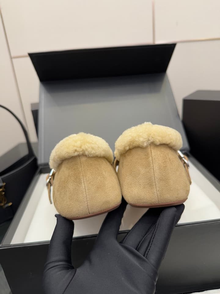 Alaïa Wool-Lined Mary Jane Ballerina Flats – 25SS/FW Collection in Black Suede