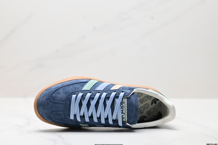 Adidas Handball Spezial Retro Sneakers in Navy Suede With Pastel Stripes