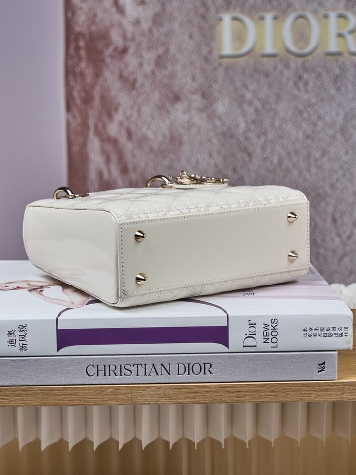 Dior Lady Dior Handbag in Black Patent Leather