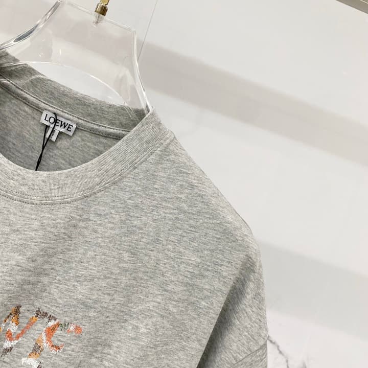 Loewe Rainbow Logo Embroidered Cotton T-Shirt in Classic Black