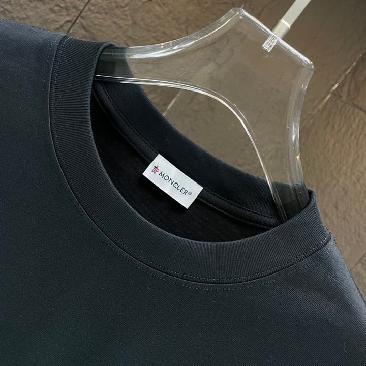Moncler Cotton Embroidered T-Shirt – 2025 Spring/Summer Collection in Dark Navy Crew Neck With Tonal Logo