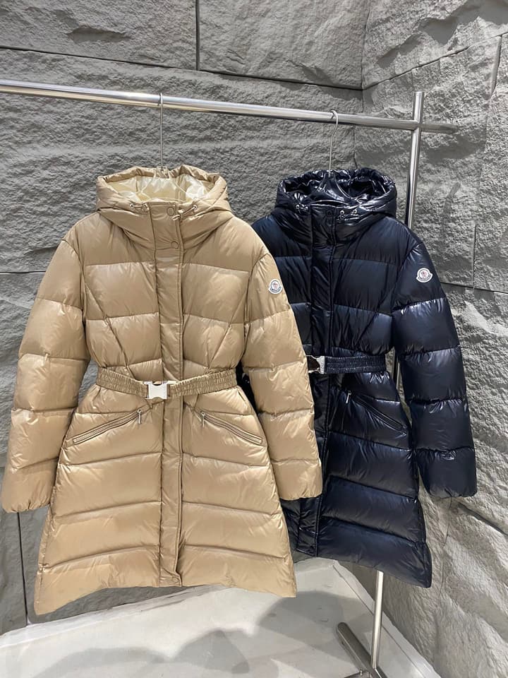 Moncler Bellevue Women's Long Belted Down Jacket in Black
