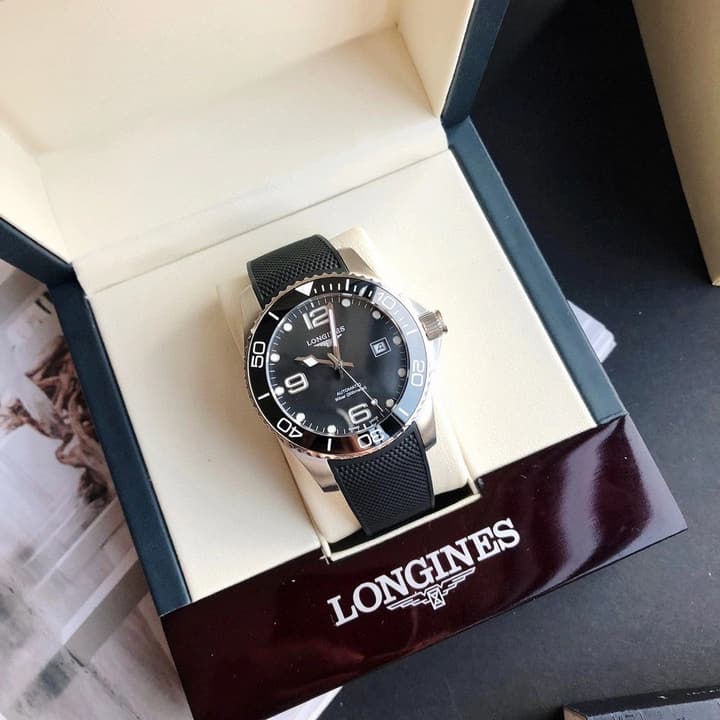 Longines Conquest Automatic Men's Watch 41mm in Black Dial With Black Rubber Strap