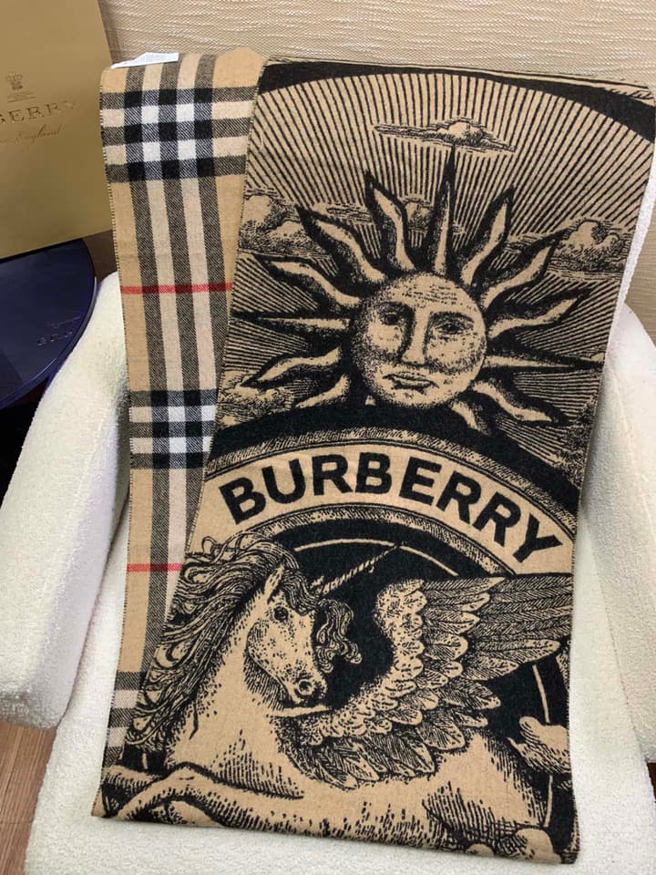 Burberry Celestial Unicorn Plaid Cashmere Scarf
