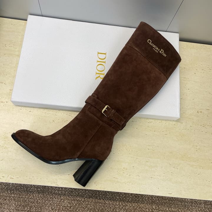 Dior D-Town Punk Chunky Heel Knight Boots – 2025FW in Black Leather