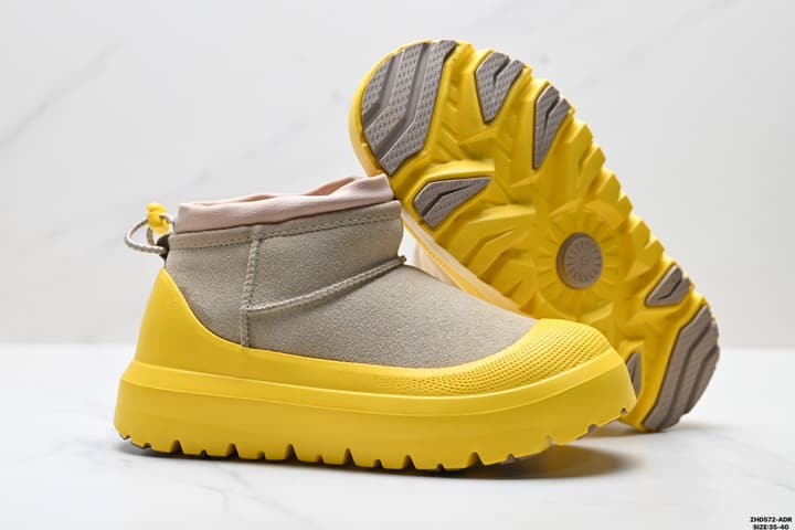 UGG Tasman Weather Hybrid Mid-Top Snow Boots in Tan Suede With Beige Sole