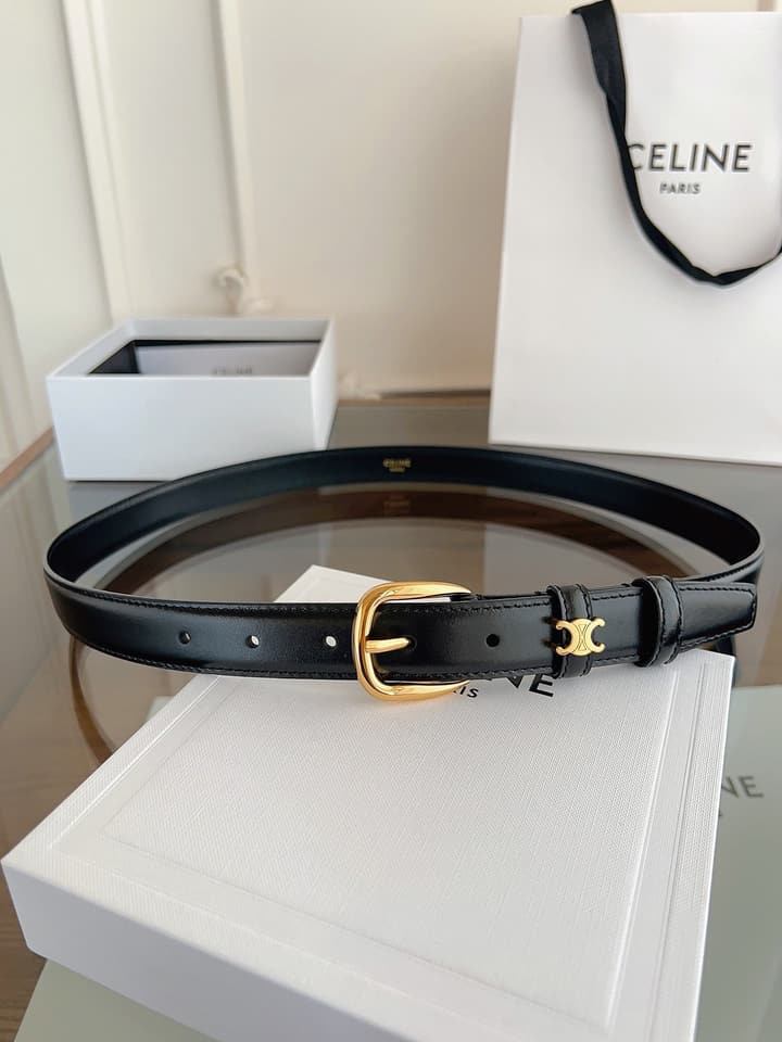 Celine Vivienne Taurillon 25mm Belt in Black Taurillon Leather