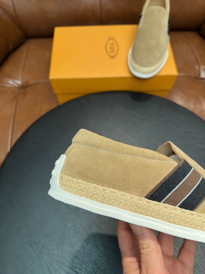 Tod's Suede Calfskin Loafers in Light Grey Suede