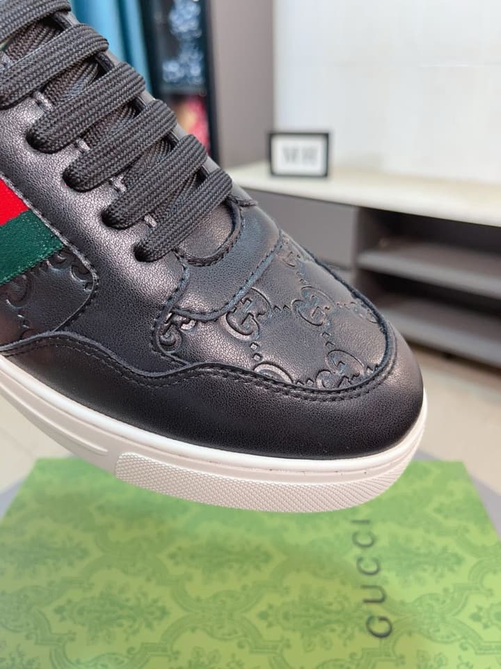 Gucci New Season Casual Fashion Sneakers in Black With Web Stripe