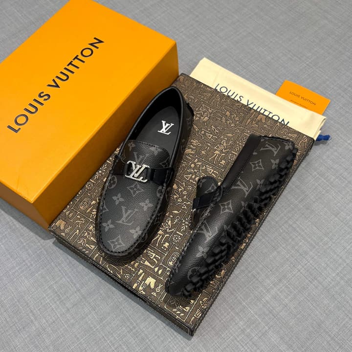 Louis Vuitton Men's Monogram Driving Shoes in Black