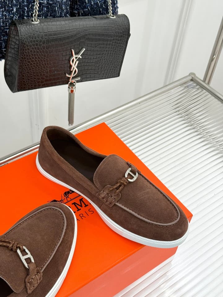 Hermès Retro Couple's Loafers – 25FW in Dark Brown