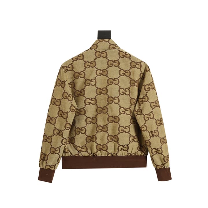 Gucci Double G Jacquard Stand Collar Jacket – 25FW in Camel Ebony Double G Jacquard