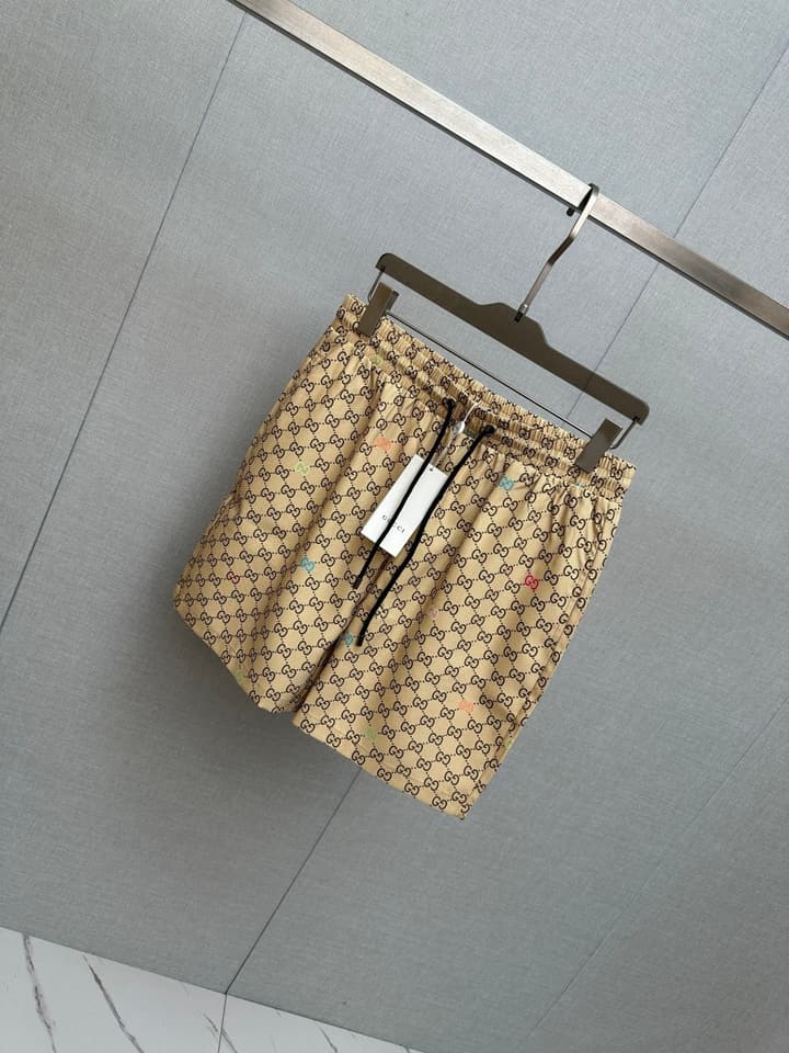 Gucci Men's Casual Beach Shorts – 2025SS in Beige GG Monogram