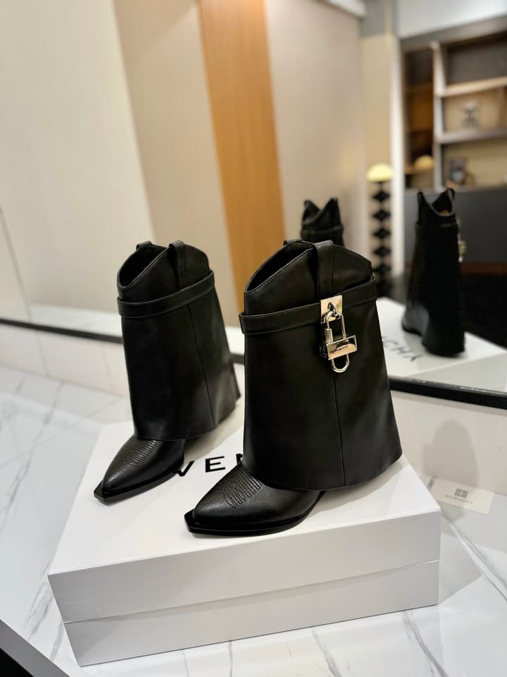 Givenchy High-Heel Embroidered Long Boots – 2024 SS in Black Leather