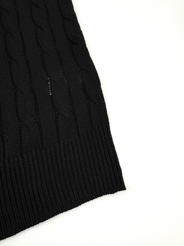 Ralph Lauren Cable-Knit Short-Sleeve Sweater in Ink Black
