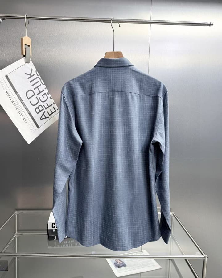 Ami Paris Men's Plaid Long Sleeve Shirt – 2025FW in Grey Plaid