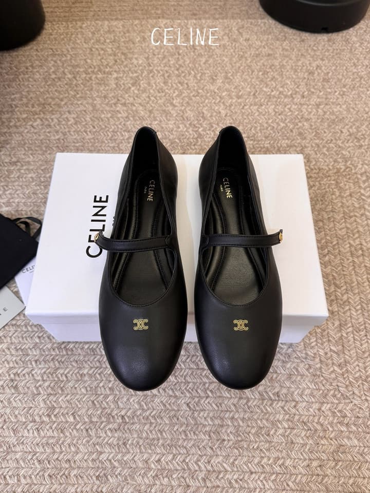 Celine Mary Jane Flat Loafers in Black
