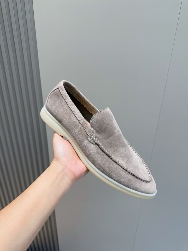 Loro Piana Italian Handmade Suede Loafers in Camel Brown Suede
