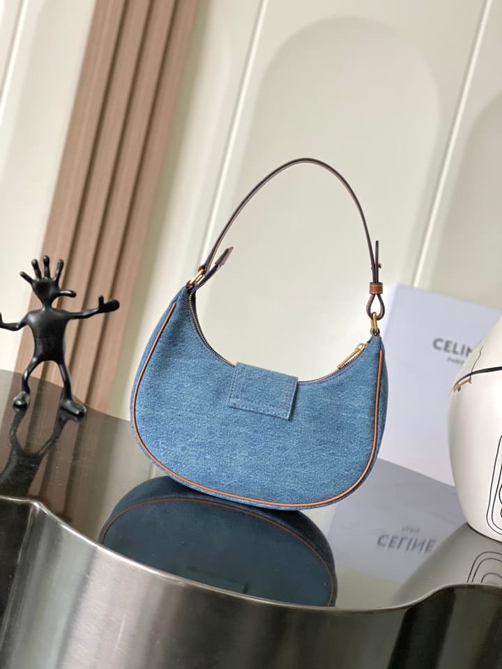 Celine Ava Triomphe Denim Crescent Bag – 25SS