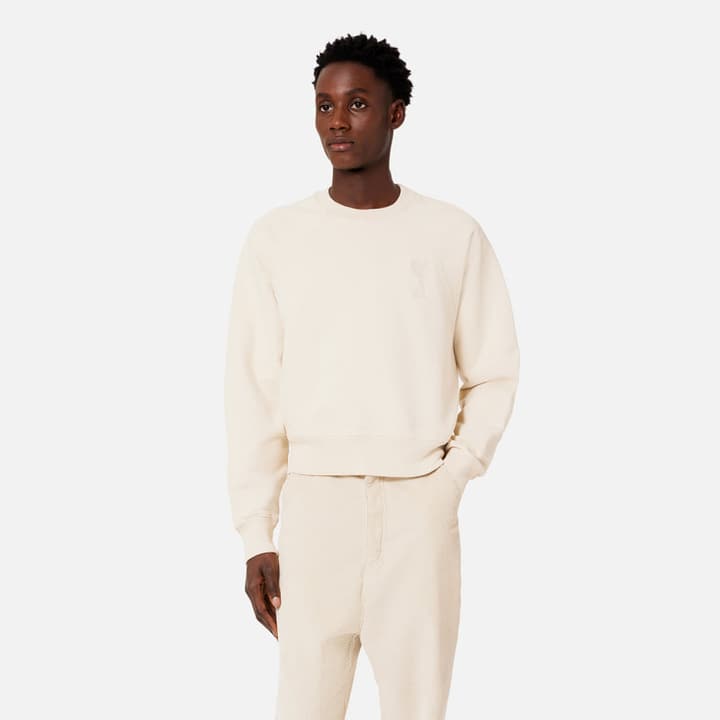 Ami Paris Ami de Coeur Embroidered Crewneck Sweatshirt in Gray