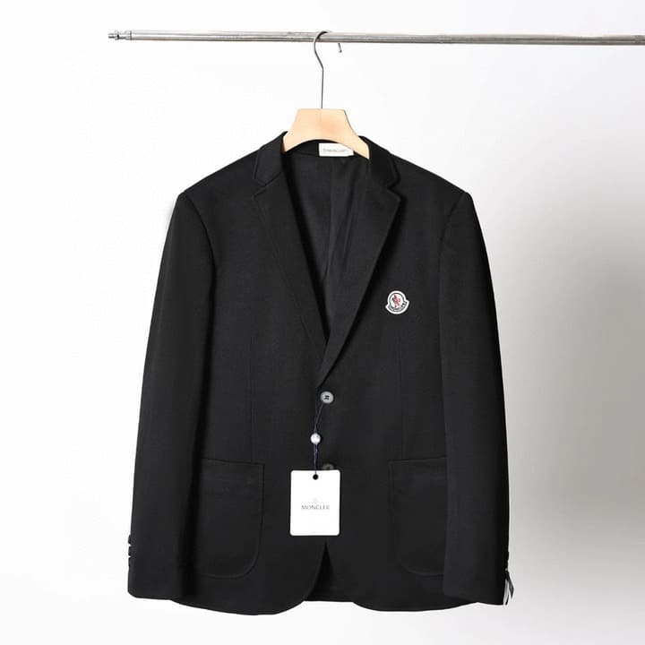 Moncler Houndstooth Lightweight Two-Button Blazer – Autumn New Collection in Black