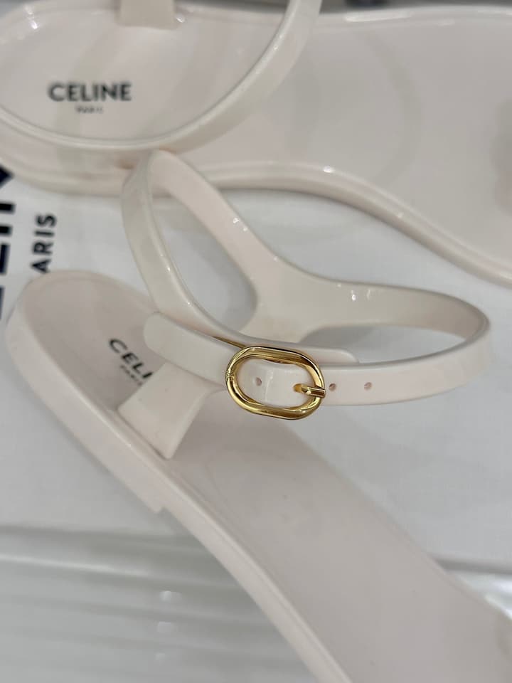 Celine Triomphe Jelly Thong Sandals – 26WF in Black