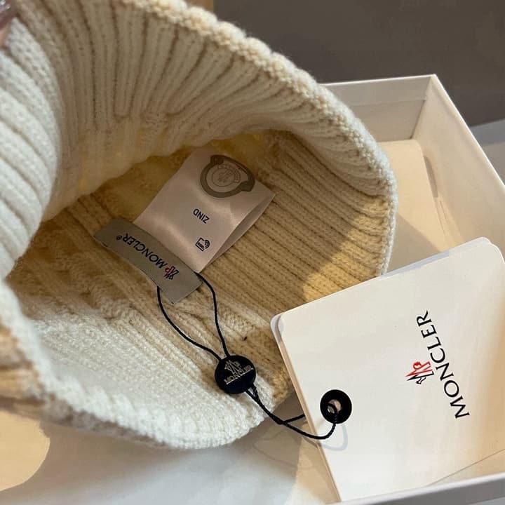 Moncler Knitted Scarf Hat Set in Camel Knit