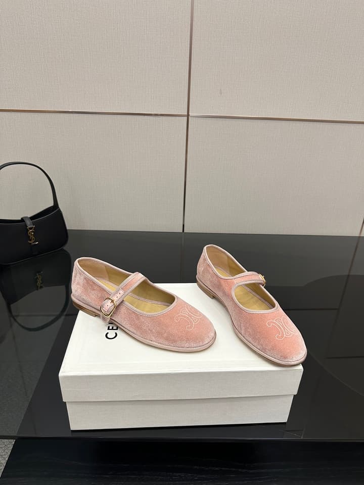 Celine Velvet Mary Jane Flats – 25 Collection in Black Velvet