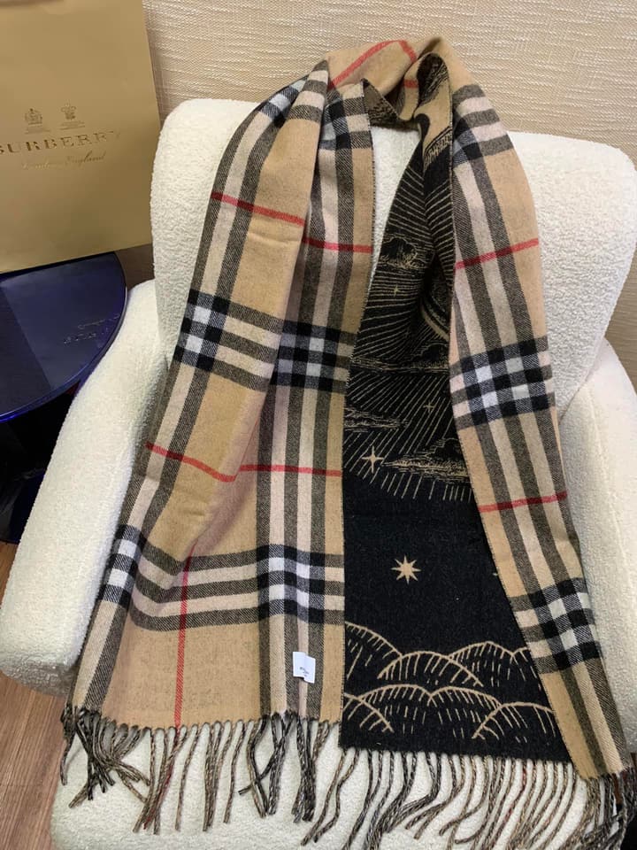 Burberry Celestial Unicorn Plaid Cashmere Scarf