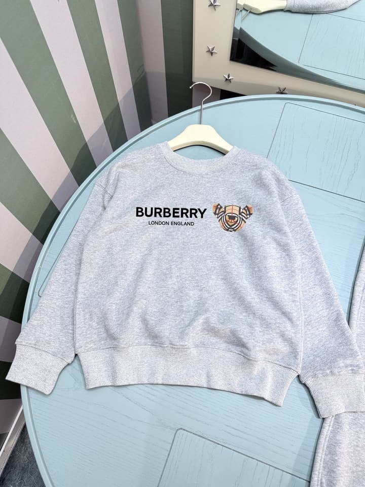 Burberry Kids Crewneck Sweatshirt Set – 2025FW in Heather Grey Set
