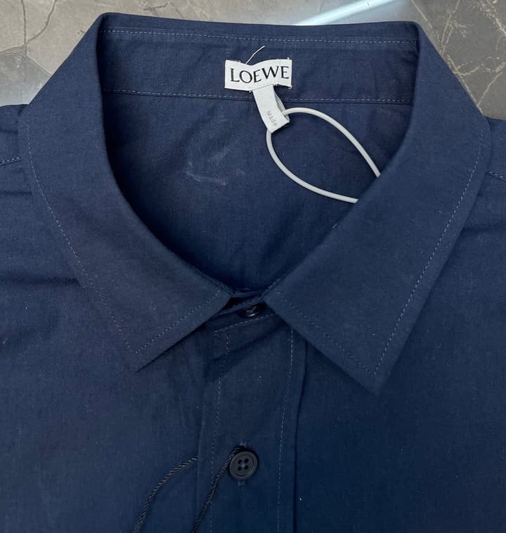 Loewe Anagram Pocket Cotton Shirt in Blue