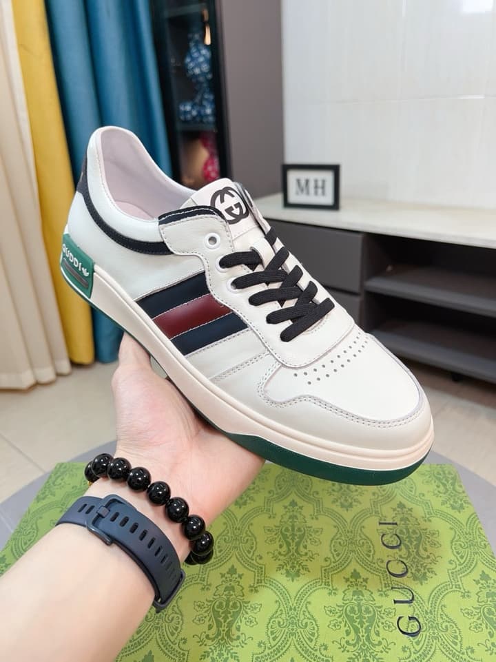 Gucci New Season Casual Fashion Sneakers in Black With Web Stripe