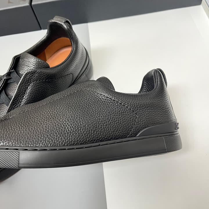 Zegna SECONDSKIN Triple Stitch™ Casual Sneakers in Monochromatic Black