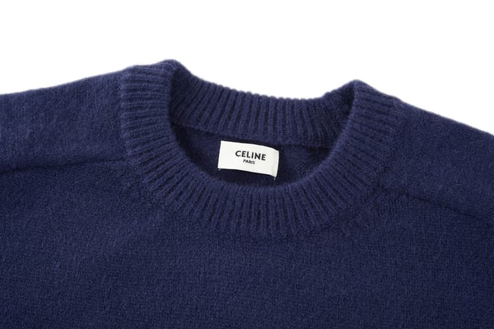 Celine Triomphe Embroidered Knit Sweater in Black